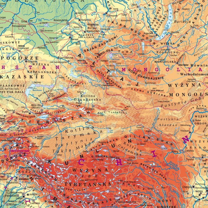 MAPA ŚCIENNA AZJI - FIZYCZNA / POLITYCZNA 68x48cm - ALFA